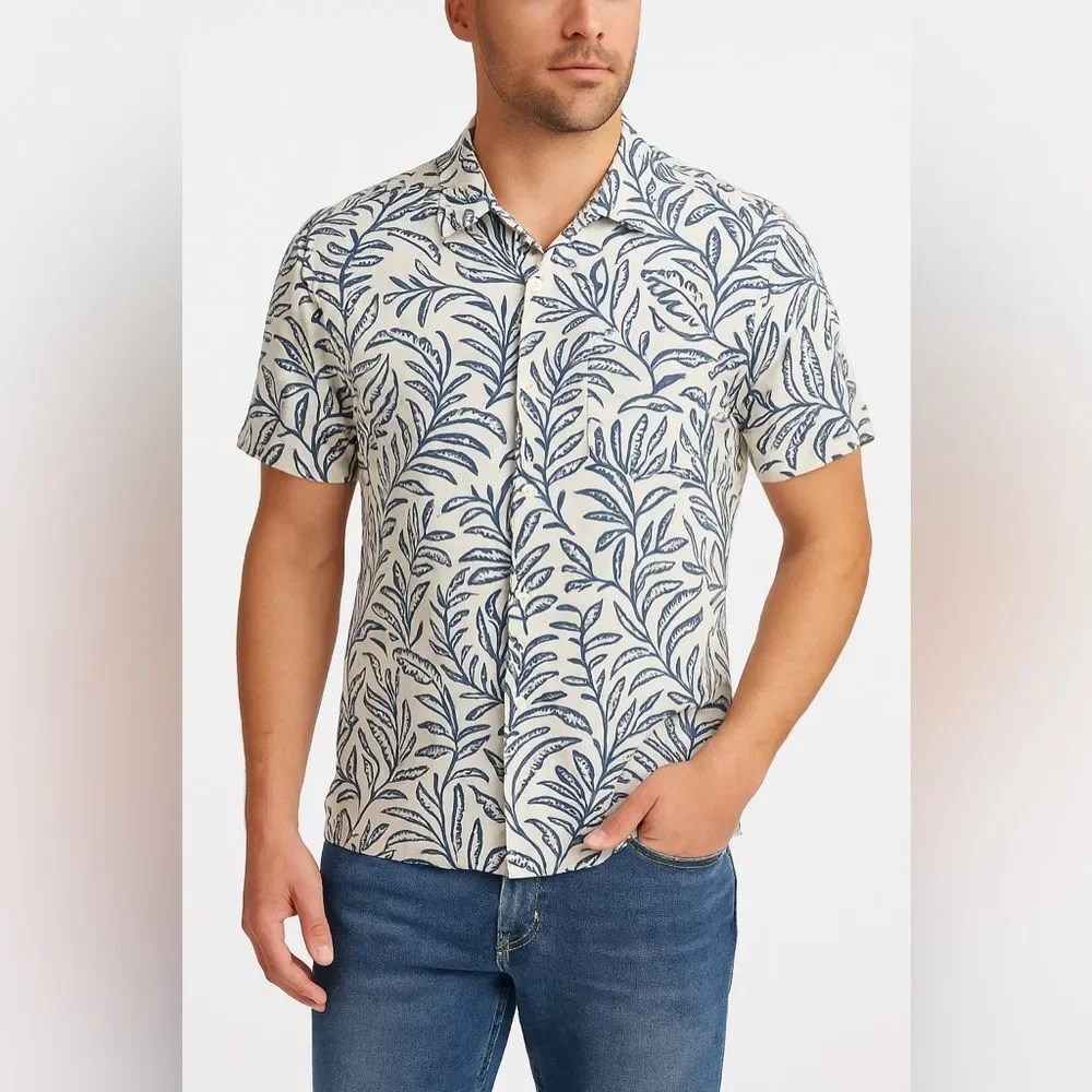 Marine Layer Vintage Hawaiian Print SS Cotton Rayon Shirt | Size Small | NEW - Picture 1 of 5